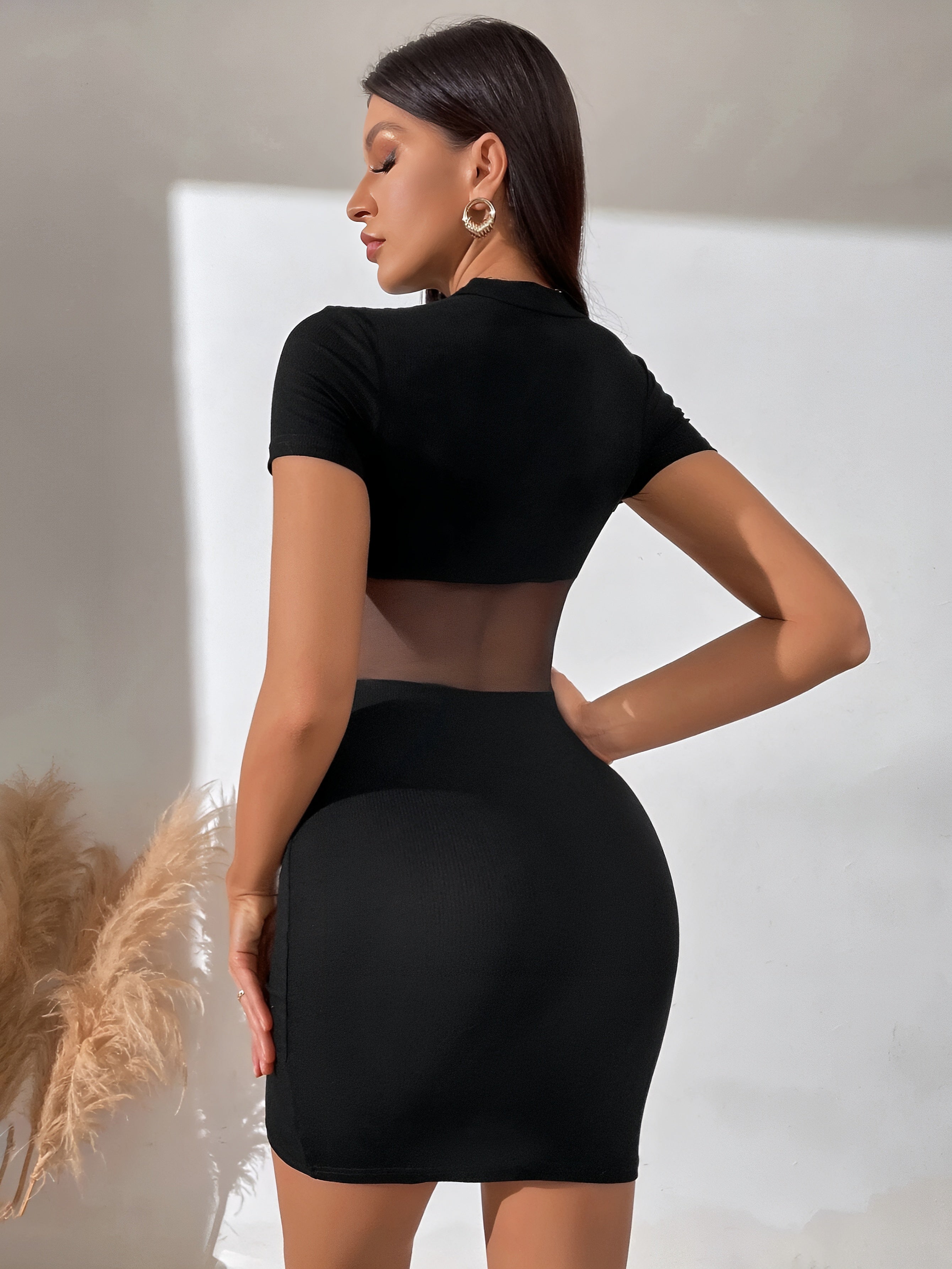 Midnight Mesh Cutout Dress