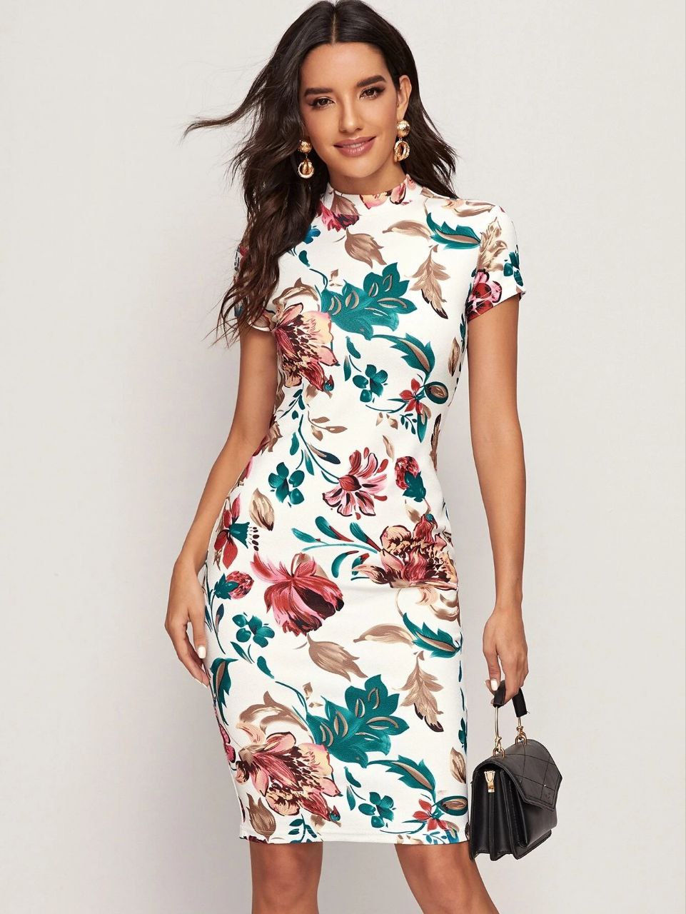White bloom bodycon dress