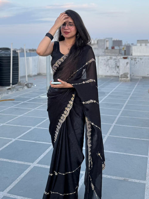Black Saree with Diamonds