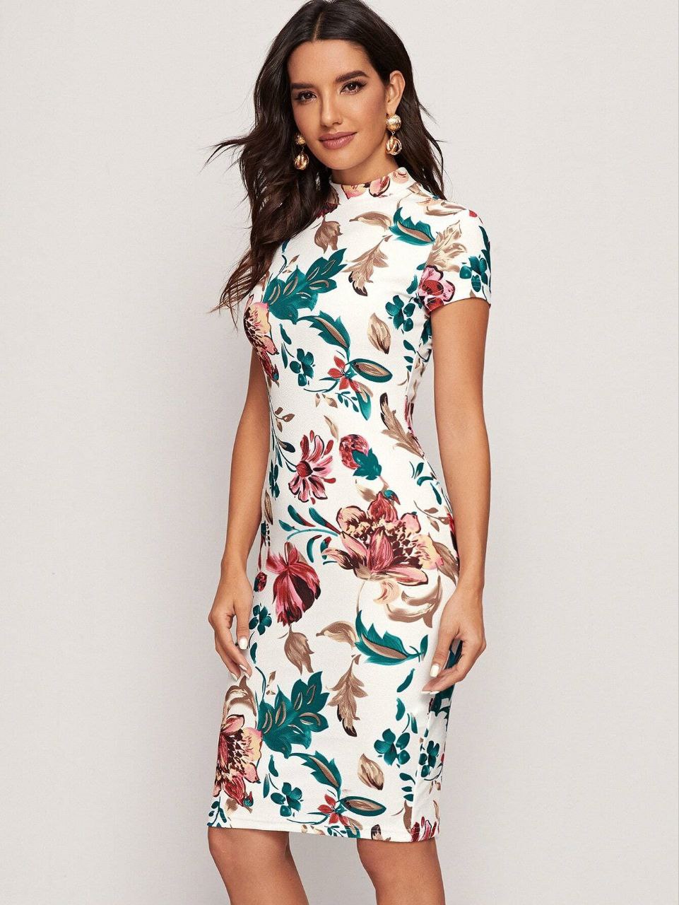 White bloom bodycon dress