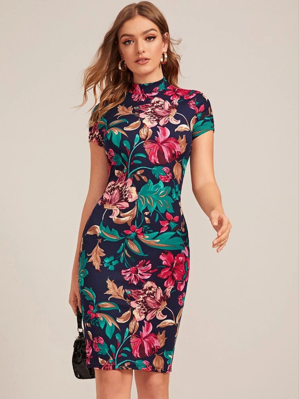 Midnight Bloom Bodycon Dress