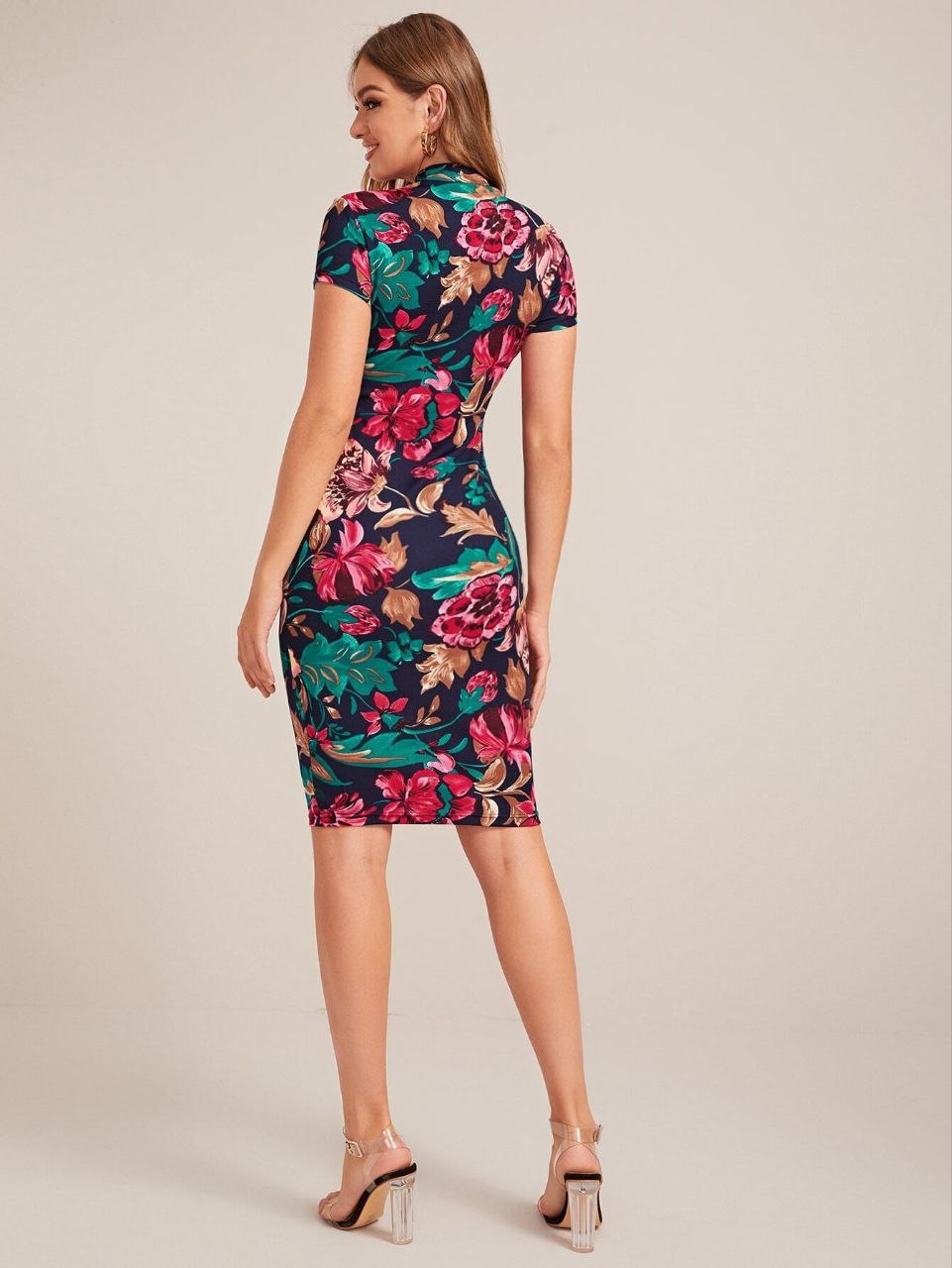 Midnight Bloom Bodycon Dress
