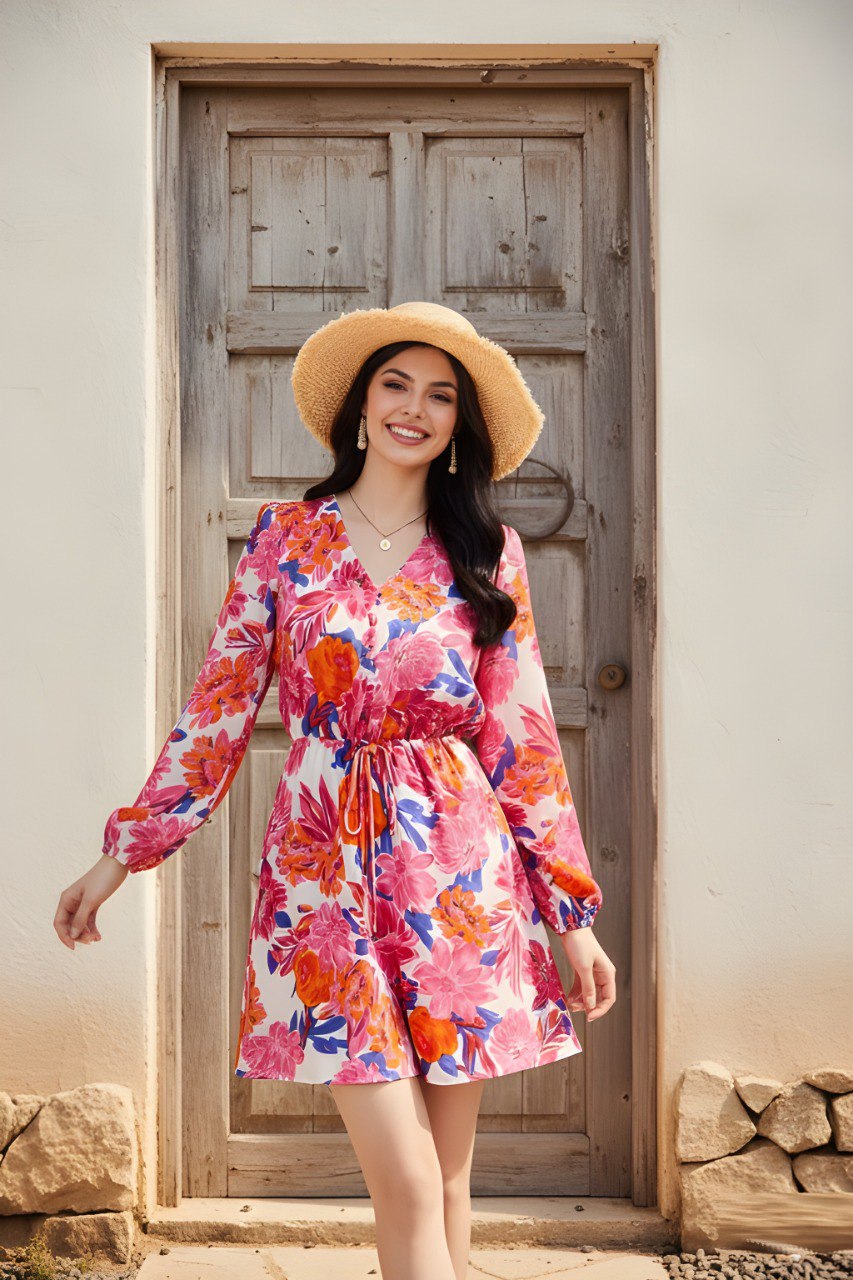 Diva's Pink Floral Summer Dress